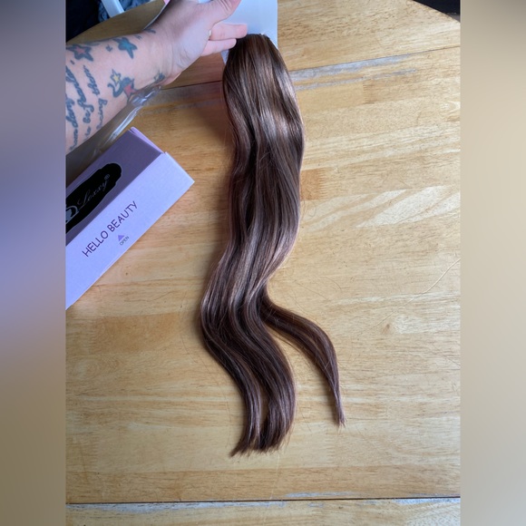 HUMAN HAIR Rooted Mixed Brown Ponytail Extension 22in 90g - Picture 13 of 15
